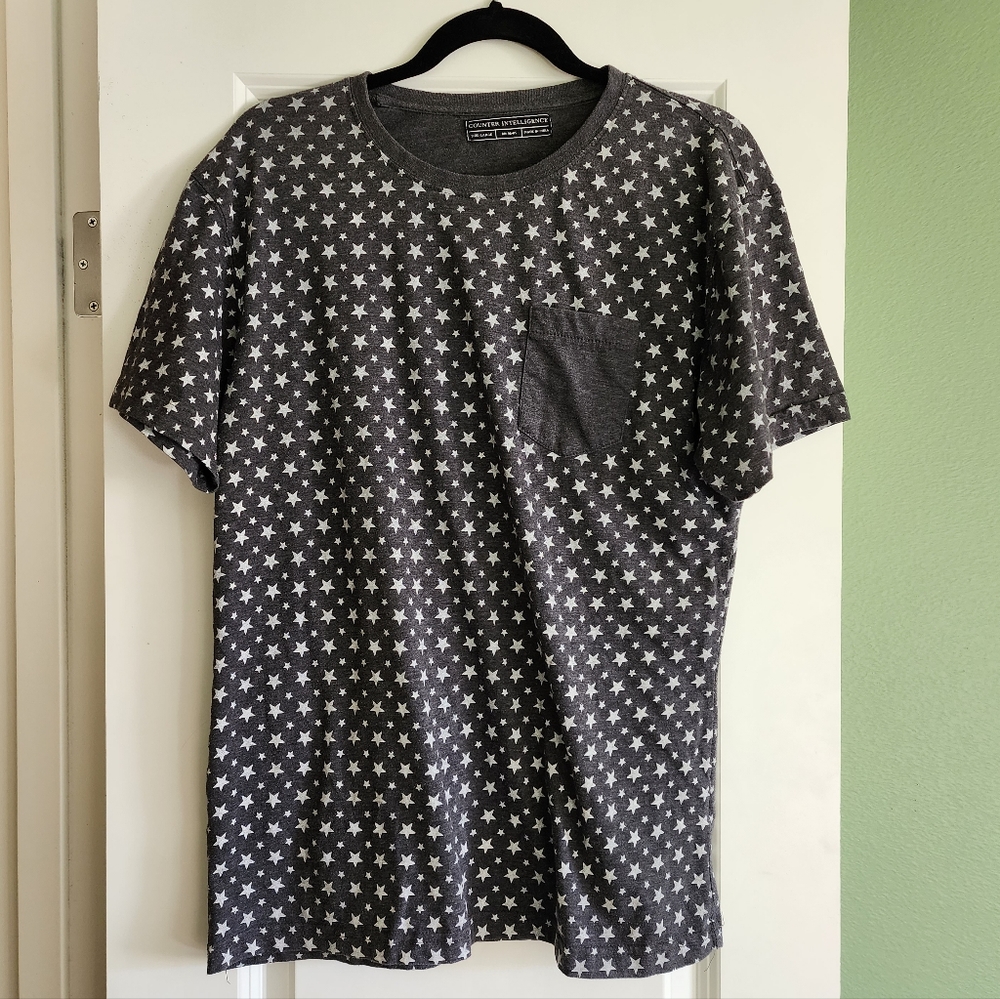 Counter Intelligence grey with white stars tee